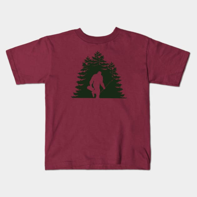 Bigfoot fishing Kids T-Shirt by 752 Designs